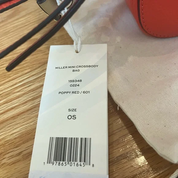 AUTH NWT Tory Burch Miller Mini Pebbled Leather CrossBody Poppy Red - Picture 2 of 3